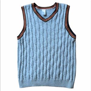 Gymboree sweater vest grey red navy trim L 10-12